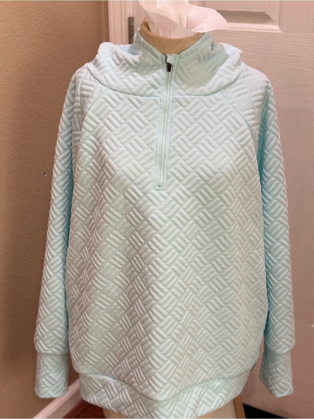 Nine West Quilted Half-Zip Hoodie - Light Mint